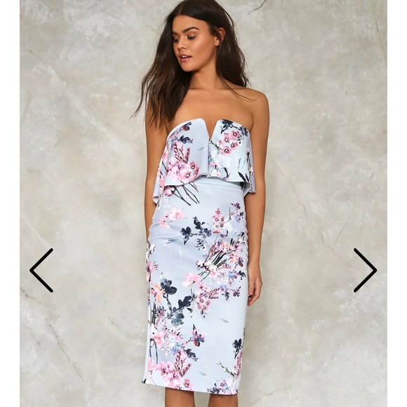 Midi Blue Floral Dress - Picture 1 of 10